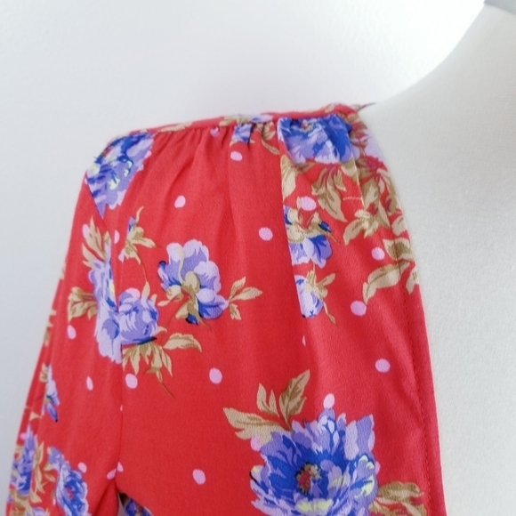 Zara Red Floral Wrap Dress NWT, size XS - Picture 9 of 15